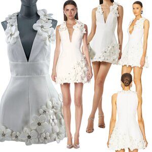 🆕 BRONX & BANCO 🧿 NWOT Estelle Floral Mini Dress, All White - Sz S US 4